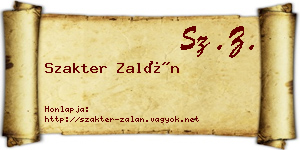 Szakter Zalán névjegykártya